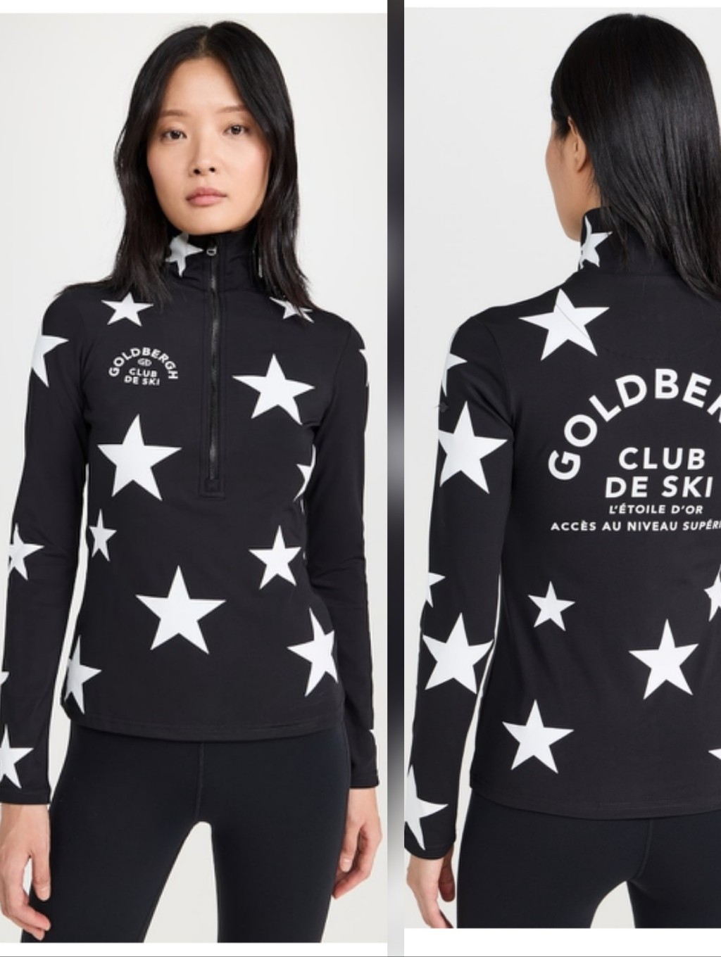 Goldbergh Galactique Ski Pully Stars Black White Base Layer